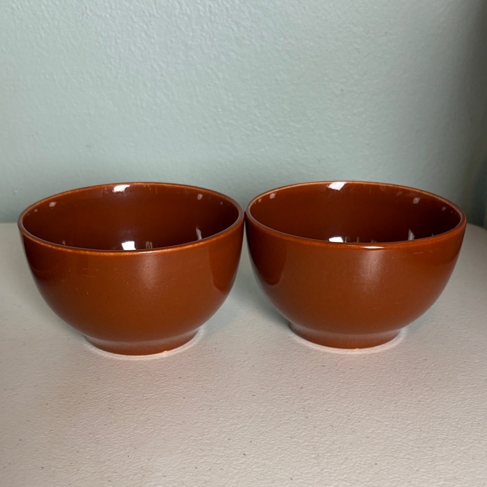 1950’s Universal Ballerina Set of Two Brown Ceramic Oven Proof Bowls